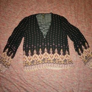 Forever 21 Black and Purple Patterned Blouse